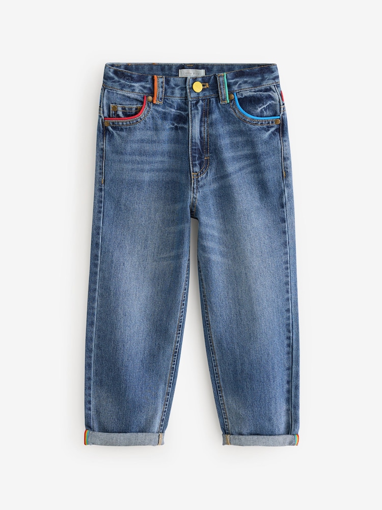Little Bird by Jools Oliver Blue Washed Denim Rainbow Embroidered 100% Cotton Jeans - Image 1 of 9