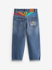 Little Bird by Jools Oliver Blue Washed Denim Rainbow Embroidered 100% Cotton Jeans - Image 2 of 9
