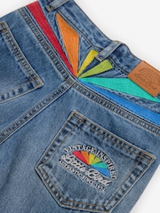 Little Bird by Jools Oliver Blue Washed Denim Rainbow Embroidered 100% Cotton Jeans - Image 4 of 9