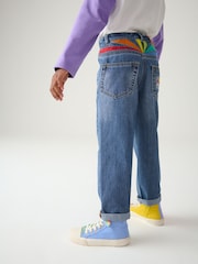 Little Bird by Jools Oliver Blue Washed Denim Rainbow Embroidered 100% Cotton Jeans - Image 6 of 9