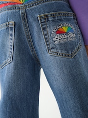Little Bird by Jools Oliver Blue Washed Denim Rainbow Embroidered 100% Cotton Jeans - Image 8 of 9