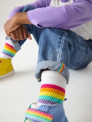 Little Bird by Jools Oliver Blue Washed Denim Rainbow Embroidered 100% Cotton Jeans - Image 9 of 9