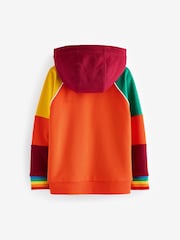 Little Bird by Jools Oliver Orange/Red Colourblock Borg Fleece Zip Up Hoodie - Image 6 of 8