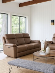 Aspire Furniture Tan Kingsmere 3 Seater Power Recliner Sofa - Image 1 of 7