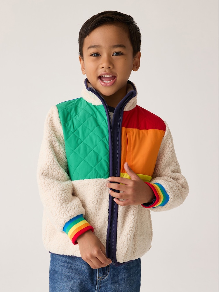 Little Bird by Jools Oliver Multi Colourblock Borg Fleece Jacket - Image 1 of 9
