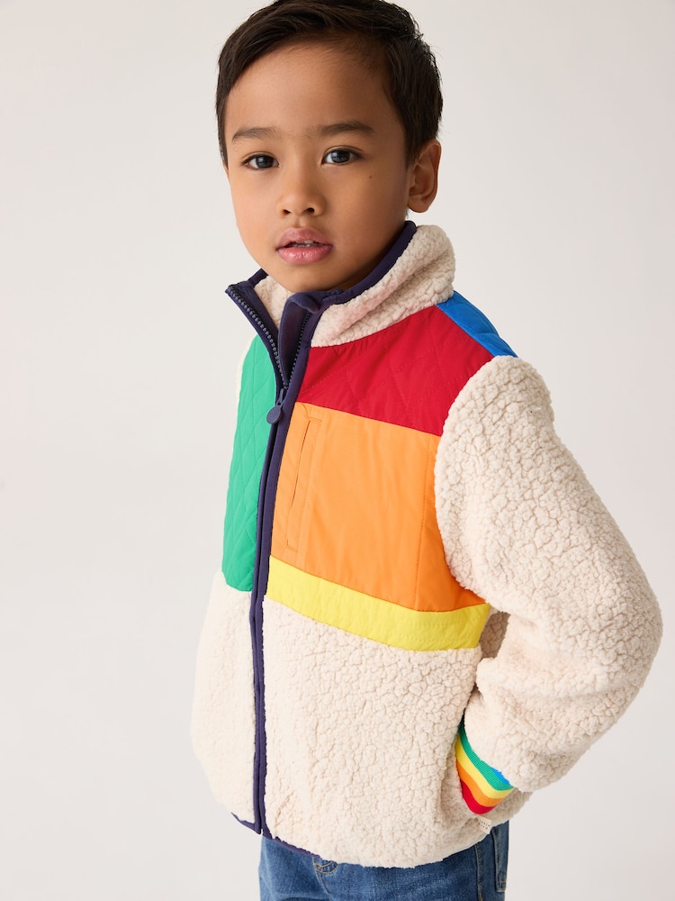 Little Bird by Jools Oliver Multi Colourblock Borg Fleece Jacket - Image 2 of 9