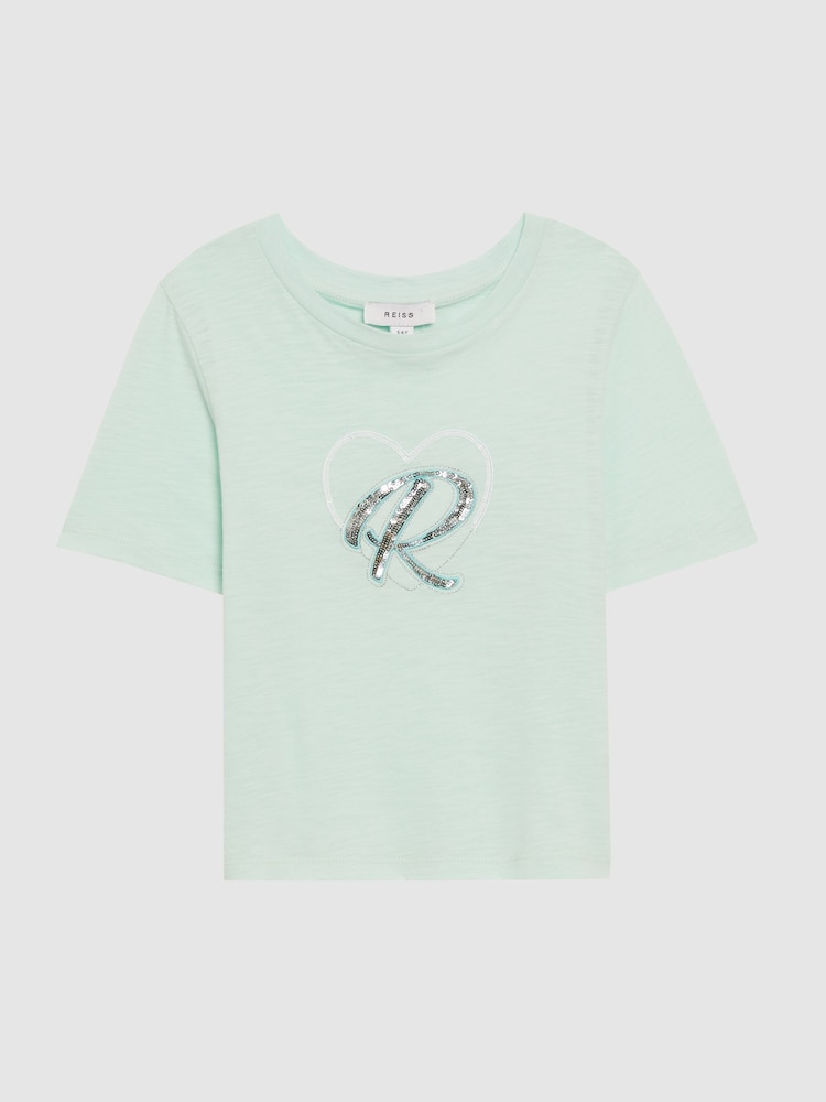 חולצת טי עם צווארון עגול ועיטור של Reiss דגם Swift - תמונה 2 מתוך 6