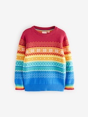 Little Bird by Jools Oliver Multi Childrens 100% Cotton Christmas Fairisle Pattern Knitted Jumper - Image 7 of 9