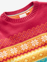 Little Bird by Jools Oliver Multi Childrens 100% Cotton Christmas Fairisle Pattern Knitted Jumper - Image 9 of 9