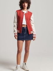 Superdry Red Vintage Logo Jersey Bomber Jacket - Image 2 of 3