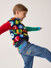Little Bird by Jools Oliver Multi Christmas Festive 100% Cotton Sweatshirt - Image 2 of 7