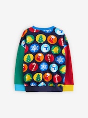 Little Bird by Jools Oliver Multi Christmas Festive 100% Cotton Sweatshirt - Image 4 of 7