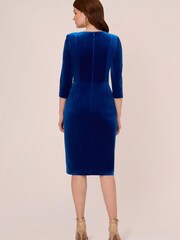 Adrianna Papell Blue Velvet Tie Front Dress - Image 2 of 8