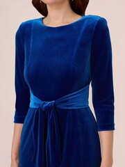 Adrianna Papell Blue Velvet Tie Front Dress - Image 5 of 8
