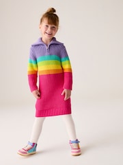 Little Bird by Jools Oliver Striped Knitted Jumper 100% Cotton Dress - Imagen 2 de 17