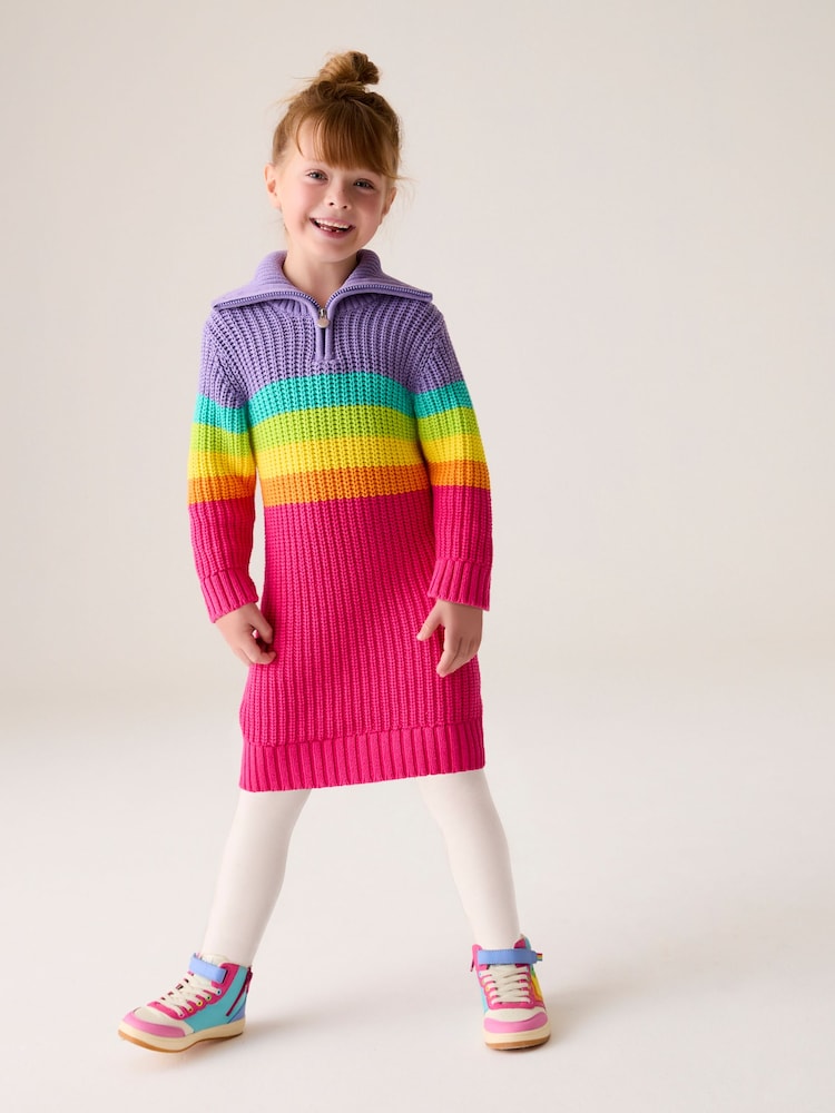 Little Bird by Jools Oliver Striped Knitted Jumper 100% Cotton Dress - Imagen 2 de 17