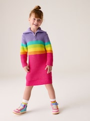 Little Bird by Jools Oliver Striped Knitted Jumper 100% Cotton Dress - Imagen 3 de 17