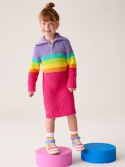 Little Bird by Jools Oliver Striped Knitted Jumper 100% Cotton Dress - Imagen 5 de 17