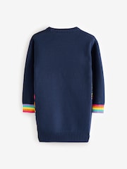 Little Bird by Jools Oliver Navy 100% Cotton Star Knit Dress - Image 5 of 6