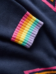 Little Bird by Jools Oliver Navy 100% Cotton Star Knit Dress - Image 6 of 6