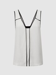 Reiss Ivory/Black Jessy Sleeveless V-Neck Vest - Image 2 of 5