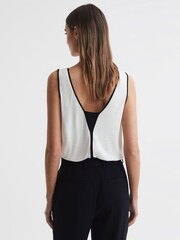 Reiss Ivory/Black Jessy Sleeveless V-Neck Vest - Image 4 of 5