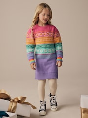 Little Bird by Jools Oliver Multi 100% Cotton Pastel Fairisle Pattern Knitted Jumper Dress - Image 1 of 8