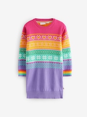 Little Bird by Jools Oliver Multi 100% Cotton Pastel Fairisle Pattern Knitted Jumper Dress - Image 5 of 8