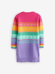 Little Bird by Jools Oliver Multi 100% Cotton Pastel Fairisle Pattern Knitted Jumper Dress - Image 6 of 8