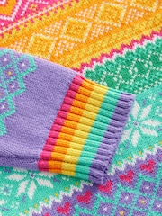 Little Bird by Jools Oliver Multi 100% Cotton Pastel Fairisle Pattern Knitted Jumper Dress - Image 8 of 8