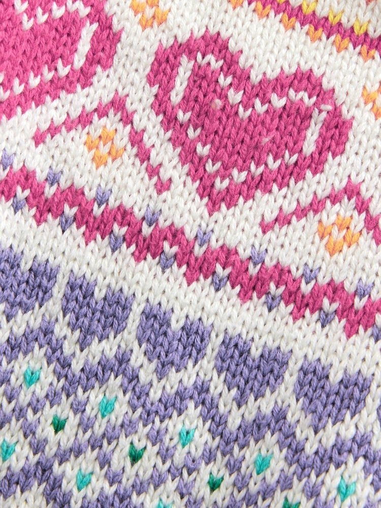 Little Bird by Jools Oliver Multi Pastel 100% Cotton Christmas Fairisle Pattern Knitted Jumper - Image 8 of 8