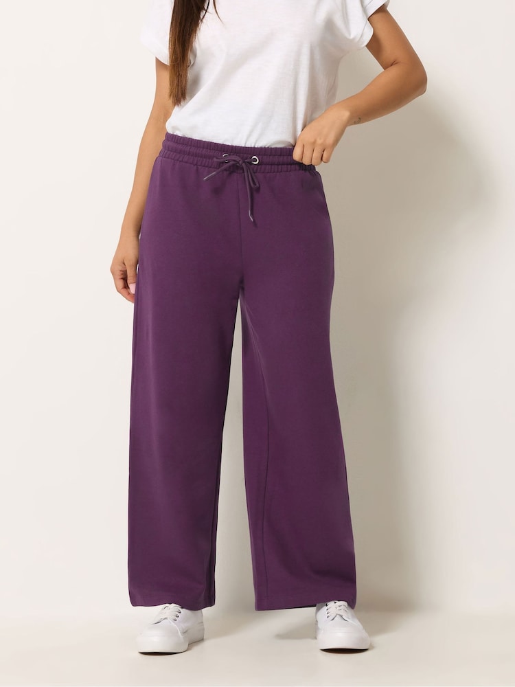 M&Co Purple Petite Wide Leg Joggers - Image 2 of 6 M&Co Purple Petite Wide Leg Joggers - Image 2 of 6