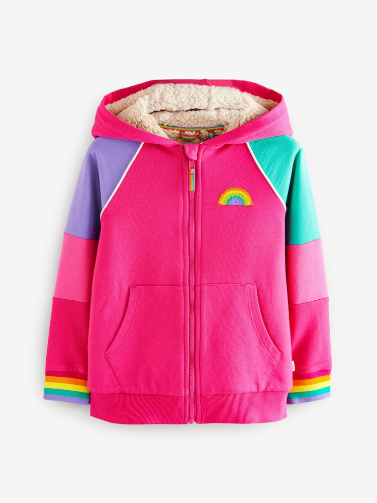 Little Bird by Jools Oliver Pink Colourblock Borg Fleece Zip Up Hoodie - Image 1 of 4