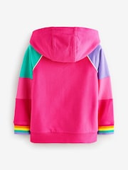 Little Bird by Jools Oliver Pink Colourblock Borg Fleece Zip Up Hoodie - Image 2 of 4