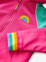 Little Bird by Jools Oliver Pink Colourblock Borg Fleece Zip Up Hoodie - Image 3 of 4