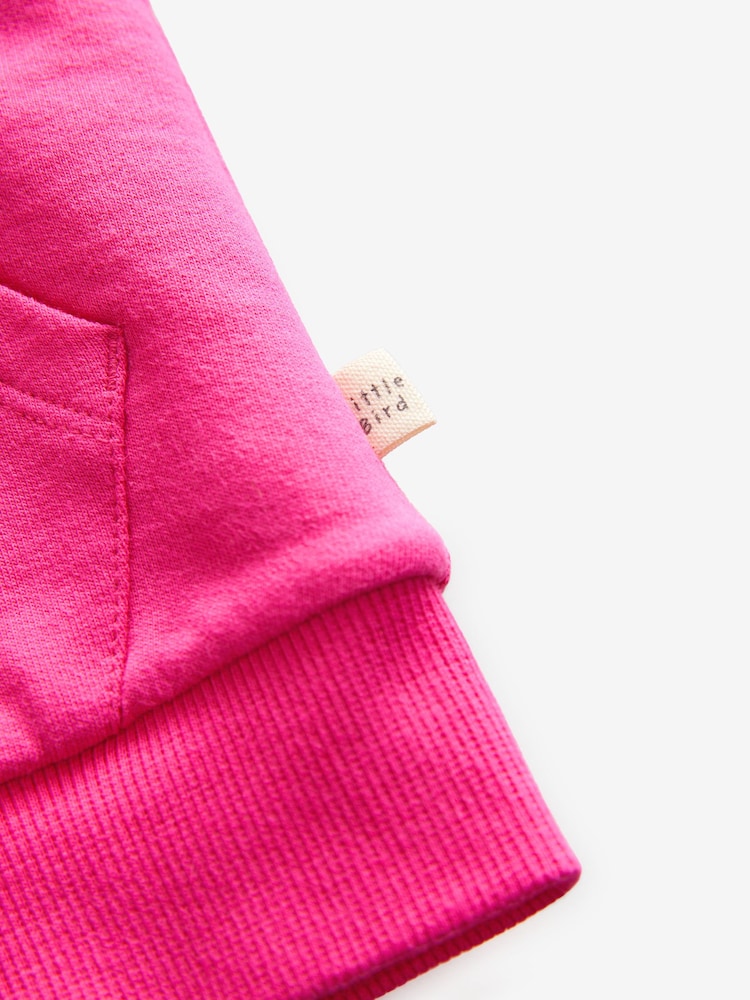 Little Bird by Jools Oliver Pink Colourblock Borg Fleece Zip Up Hoodie - Image 4 of 4