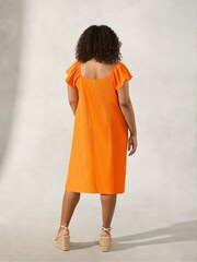 Live Unlimited Curve Orange Frill Shoulder Sun Dress - Image 2 of 4