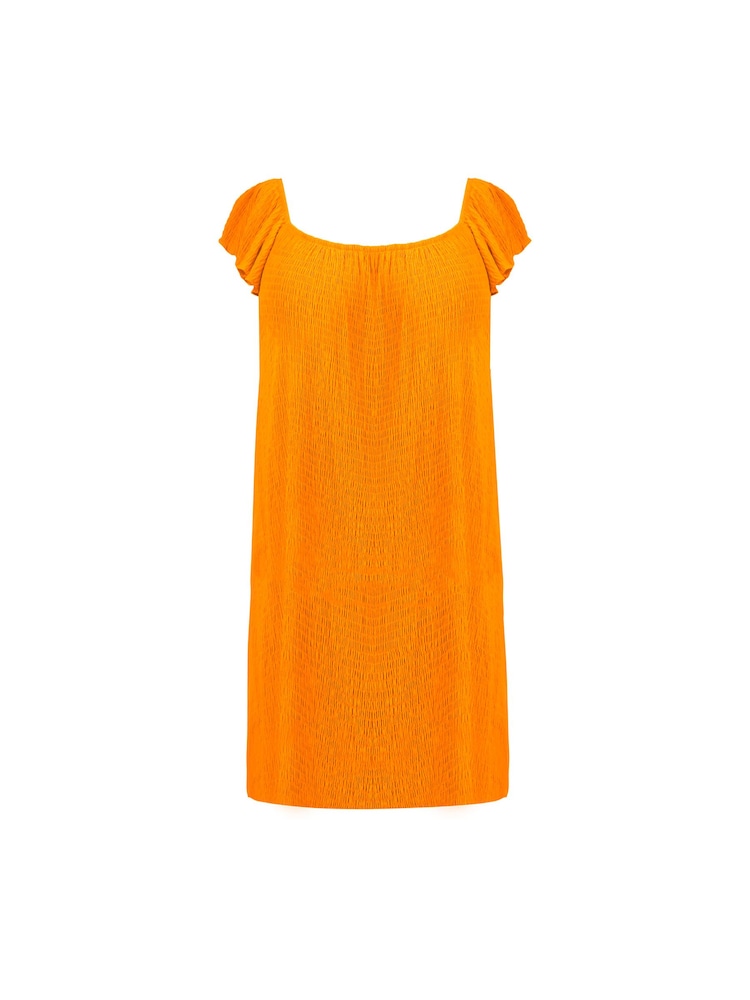Live Unlimited Curve Orange Frill Shoulder Sun Dress - Image 4 of 4