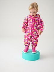 Little Bird by Jools Oliver Pink Star Rainbow Waterproof Puddlesuit - Image 2 of 10