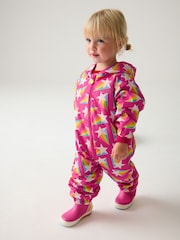 Little Bird by Jools Oliver Pink Star Rainbow Waterproof Puddlesuit - Image 3 of 10