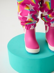 Little Bird by Jools Oliver Pink Star Rainbow Waterproof Puddlesuit - Image 6 of 10