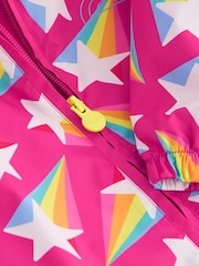 Little Bird by Jools Oliver Pink Star Rainbow Waterproof Puddlesuit - Image 9 of 10