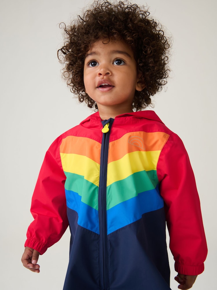 Little Bird by Jools Oliver Multi Rainbow Waterproof Puddlesuit - Image 2 of 8