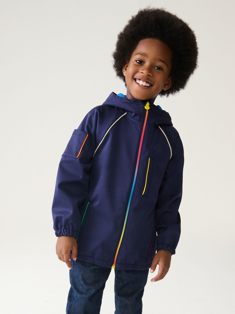 Little Bird by Jools Oliver Navy Navy Rainbow Trim Shower Resistant Softshell Jacket - Image 2 of 9