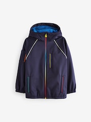 Little Bird by Jools Oliver Navy Navy Rainbow Trim Shower Resistant Softshell Jacket - Image 6 of 9