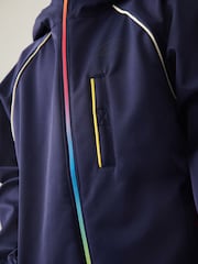 Little Bird by Jools Oliver Navy Navy Rainbow Trim Shower Resistant Softshell Jacket - Image 9 of 9
