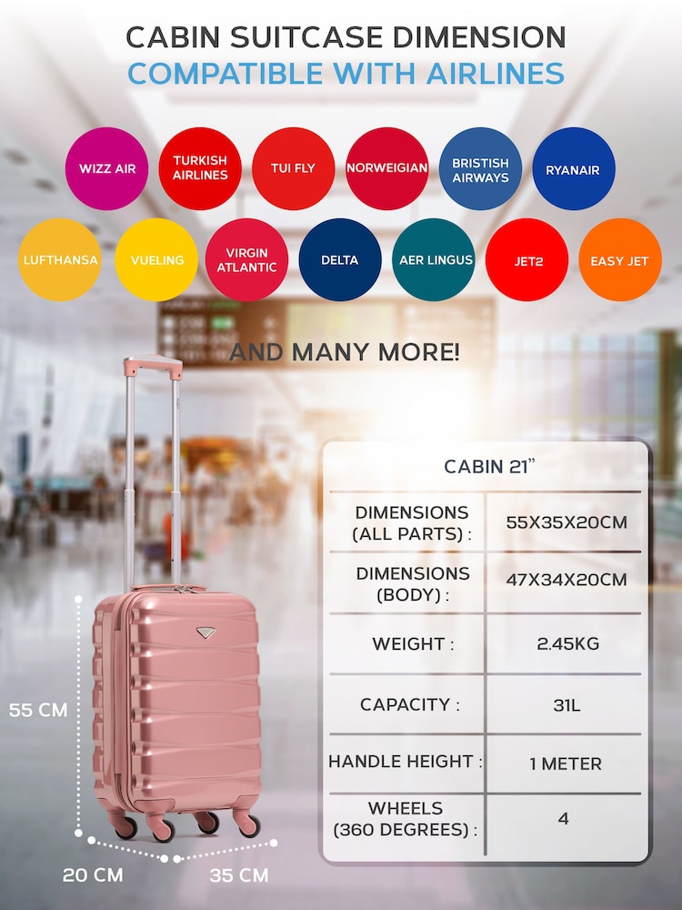 Flight Knight Hard Shell ABS Easyjet Size Cabin Carry On Case - Image 3 of 7