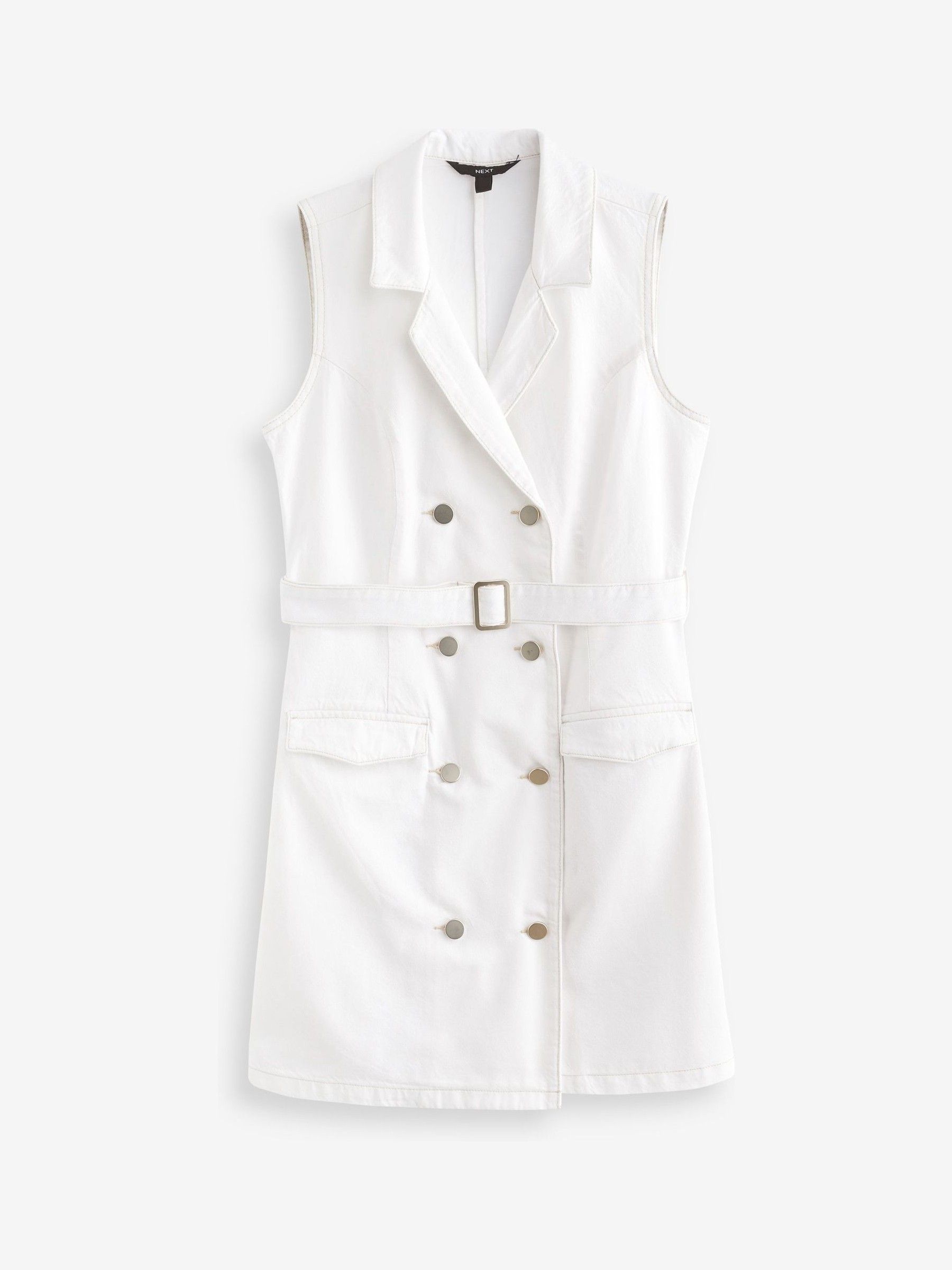 Buy White Double Breasted Denim Blazer Dress from Next Luxembourg