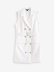 White Double Breasted Denim Blazer Dress - Image 5 of 5