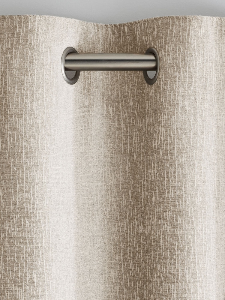 Natural Heavyweight Chenille Eyelet Lined Curtains - Image 5 of 6